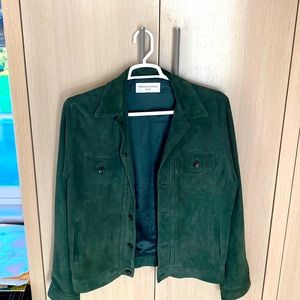 Officine Generale Liam Jacket in Sage Green Suede, Size XL